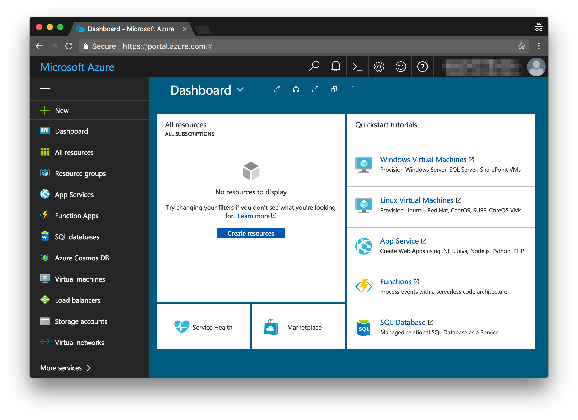 azure dashboard