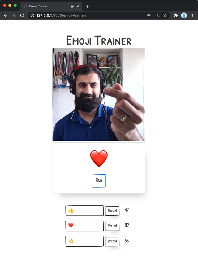 Using the Emoji Trainer with heart